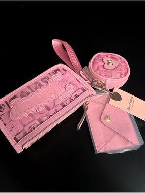 Juicy Couture Pink Wristlet Set with Cardholder and Coin Pouch